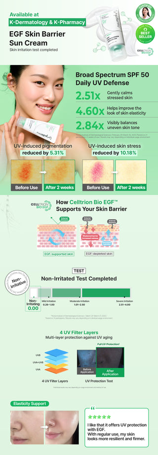 Zipiderm - Солнцезащитный крем для кожи с EGF SPF50+ PA++++ 40мл