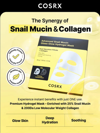 COSRX - Advanced Snail Mucin Glass Glow Hydrogel Mask 3ea