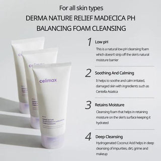 Celimax - Derma Nature Relief Madecica pH-балансирующая пенка для умывания, 150 мл