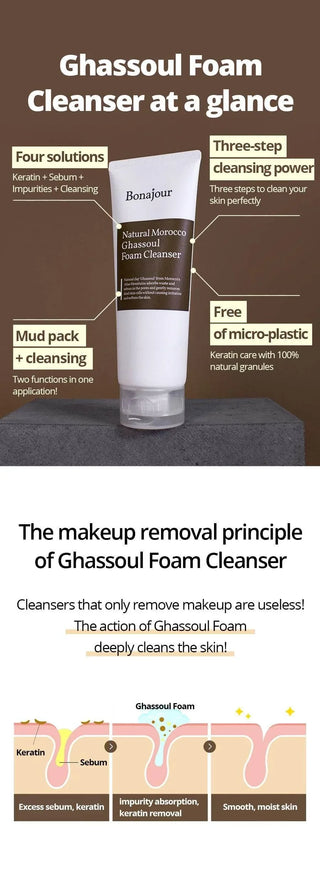 Bonajour - Natural Morocco Ghassoul Foam Cleanser 150ml - Koreabe