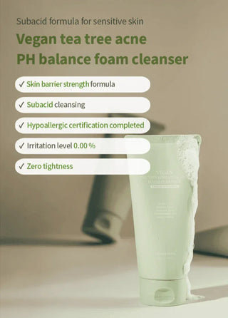 Dermashare - Vegan Tea Tree Acne pH Balance Foam Cleanser 150ml - Koreabe