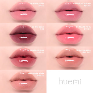 Huemi – сияющий блеск для губ с тающей текстурой – 7 оттенков