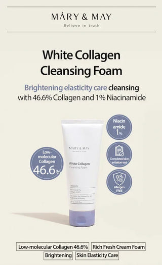 Mary & May - White Collagen Cleansing Foam 150ml - Koreabe