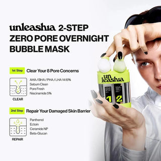 Unleashia - 2 Step Zero Pore Overnight Bubble Mask 40ml + 40ml