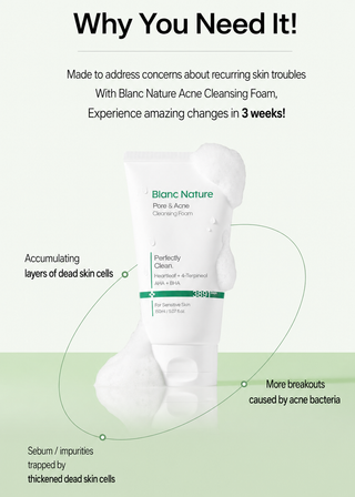 Blanc Nature - Очищающая пенка для лица против пор и акне 150мл