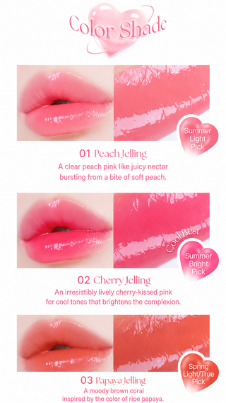YNM - Стойкий бальзам для губ Heart Jelling Glow Fit - 10 вариантов