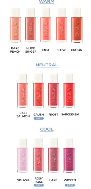 Inga - Water Glow Lip Tint - 13 Colors - Koreabe
