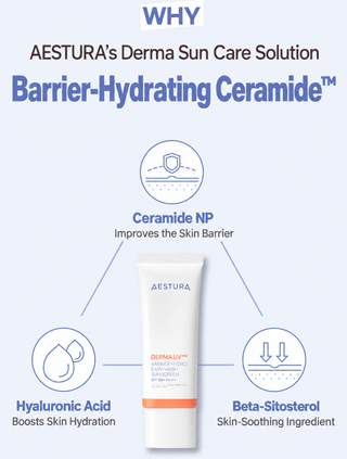 Aestura - Derma UV Barrier Hydro Easy Wash Suncreen SPF50 PA+++ 50ml