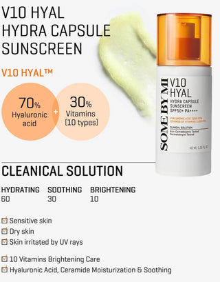 Somebymi - V10 Hyal Hydra Капсульный солнцезащитный крем SPF50+ PA+++ 40мл