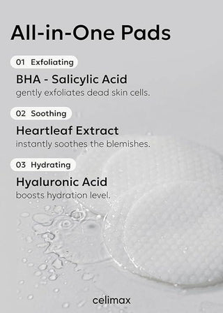 Celimax - Heartleaf BHA Peeling Pad 60ea - Koreabe