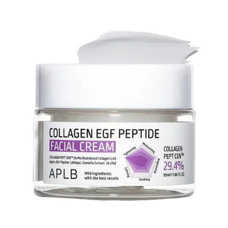 Collagen EGF Peptide Facial Cream jar with label on a gray background