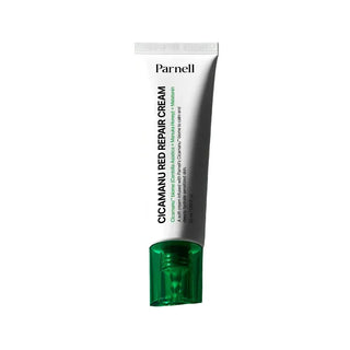 Parnell Cicamanu Red Repair Cream tube on a gradient background