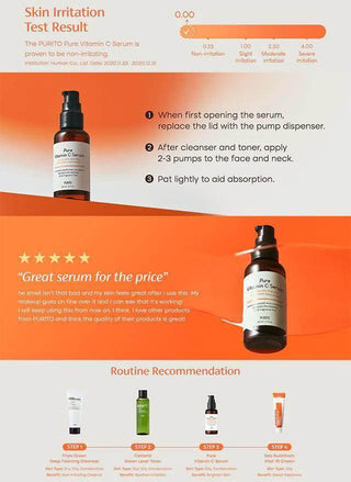 Purito Seoul Pure Vitamin C Serum 60ml - Koreabe