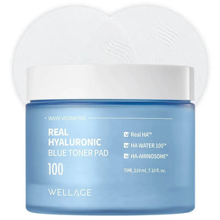 Wellage Real Hyaluronic Blue Toner Pad 70 210ml - Koreabe