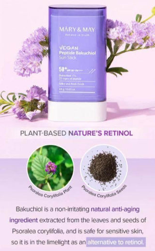Mary&May Vegan Peptide Bakuchiol SunStick (SPF50+ PA++++) 18g - Koreabe