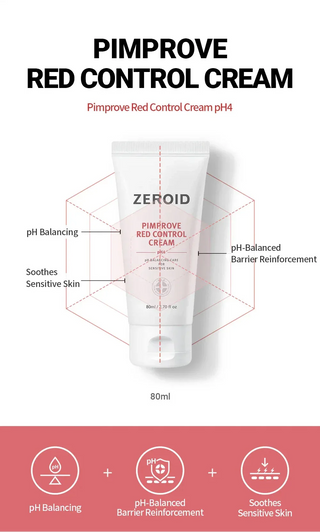 Pimprove Red Control Cream packaging with features on a white background