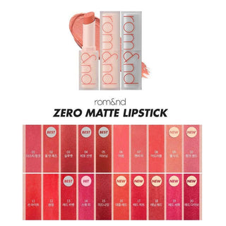 Romand Zero Matte Lipstick - 19 Colors - Koreabe