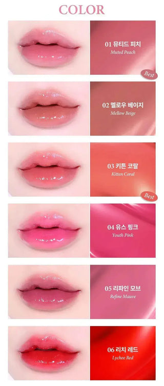Giverny - Dewy Glaze Lip Tint - 9 Colors - Koreabe