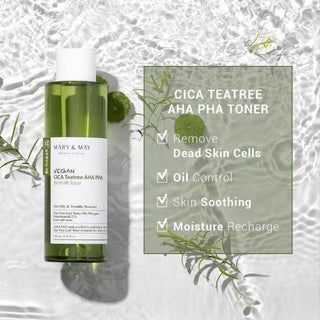 Mary&May Vegan Cica Tea Tree AHA PHA Blemish Toner 200ml - Koreabe