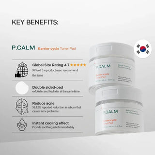 P Calm Barrier Cycle Toner Pad 60 ea - Koreabe