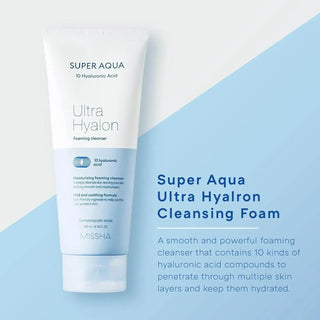 Missha - Super Aqua Ultra Hyalon Cleansing Foam 200ml - Koreabe