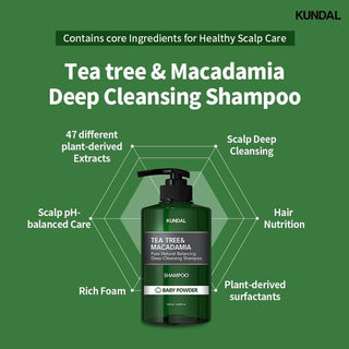 Kundal - Tea Tree & Macadamia Shampoo White Musk 500ml - Koreabe